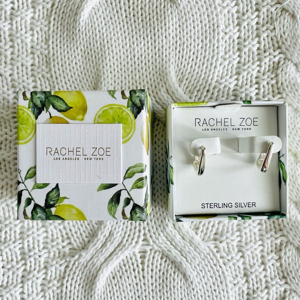 NWT Rachel Zoe Sterling Silver Rectangular Minimalist Earrings
